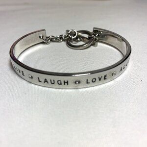 BCBG Live Laugh Love A Lot Silver Tone Bracelet